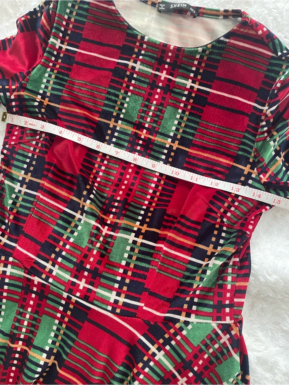 SHEIN Red Plaid Fit & Flare Midi Dress - Picture 7 of 9